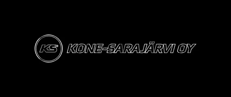 Musta tausta, jossa hopeinen logo "KS Kone-Sarajärvi Oy".